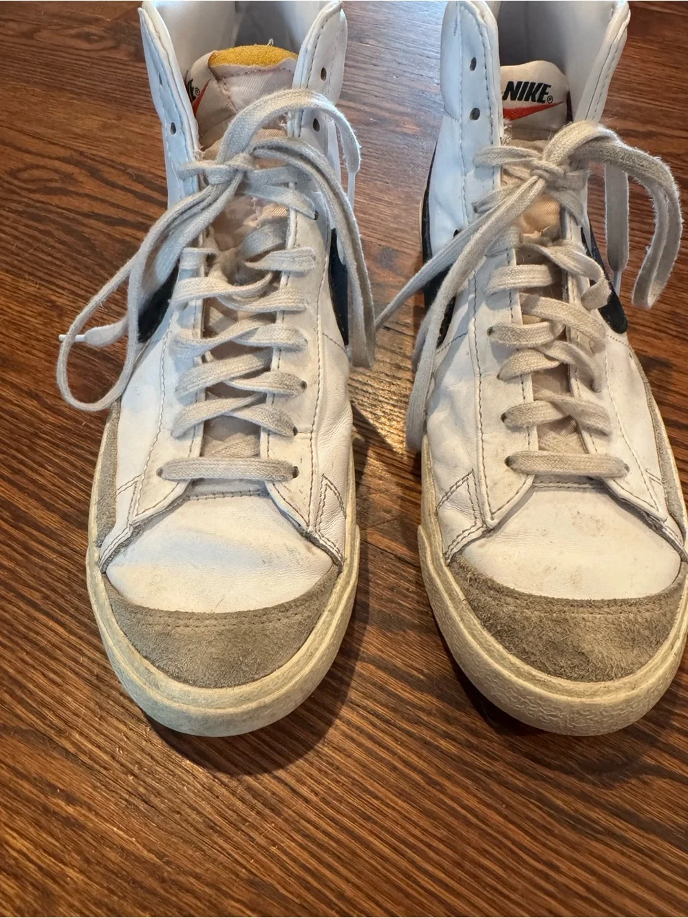 Nike Blazer White High-Top Sneakers with Black Swoosh Woman 11